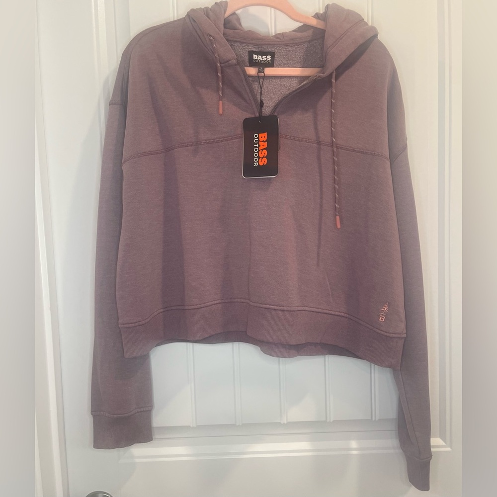 NWT Bass Outdoor B Warm Cropped 3/4 Hoodie Lilac Size Large